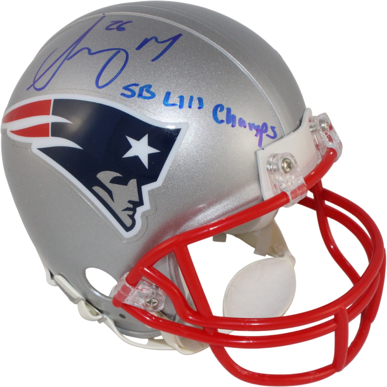Sony Michel Autographed New England Patriots VSR4 Helmet SB Champs Beckett 53938