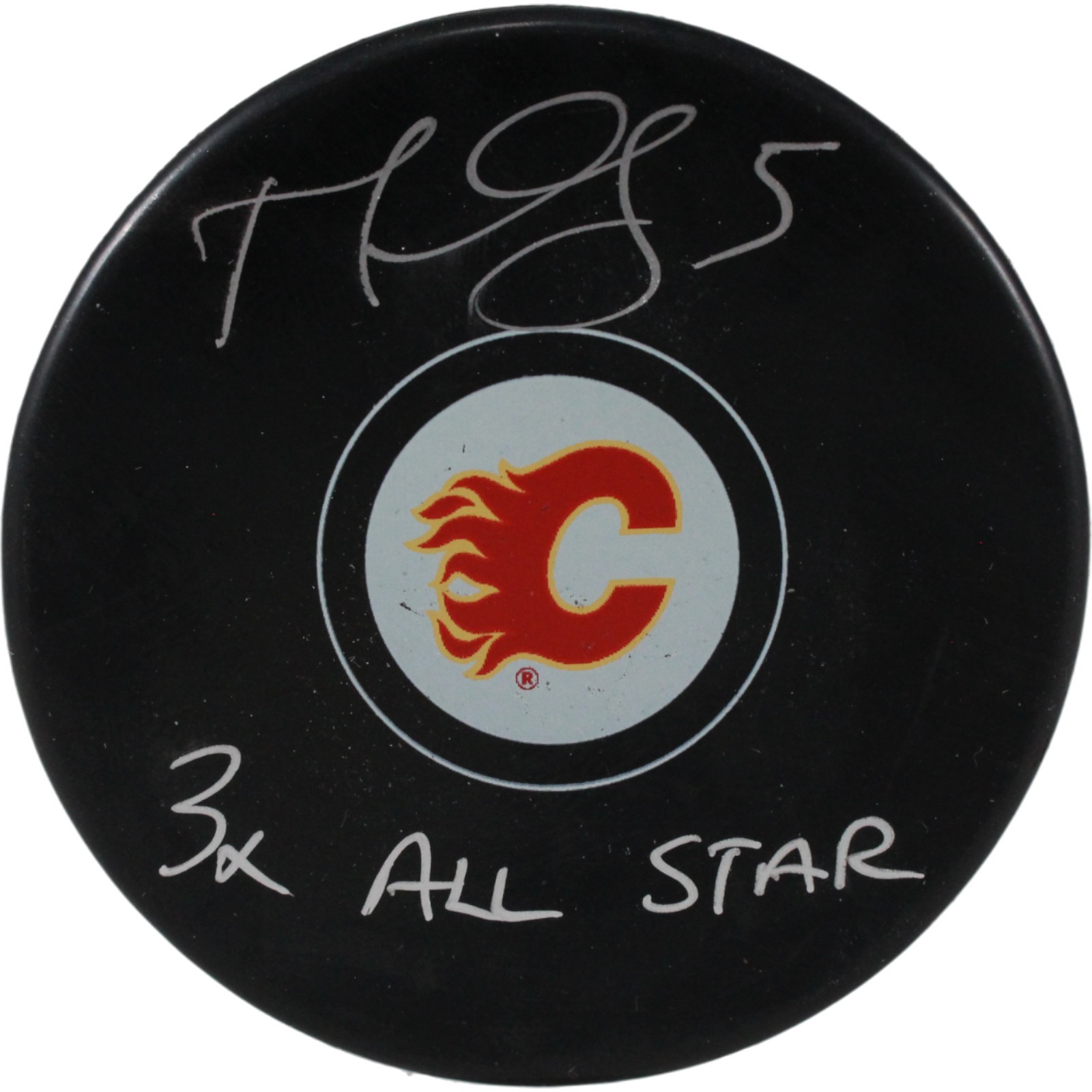 Mark Giordano Autographed/Signed Calgary Flames Logo Puck 3x All Star JSA 53957