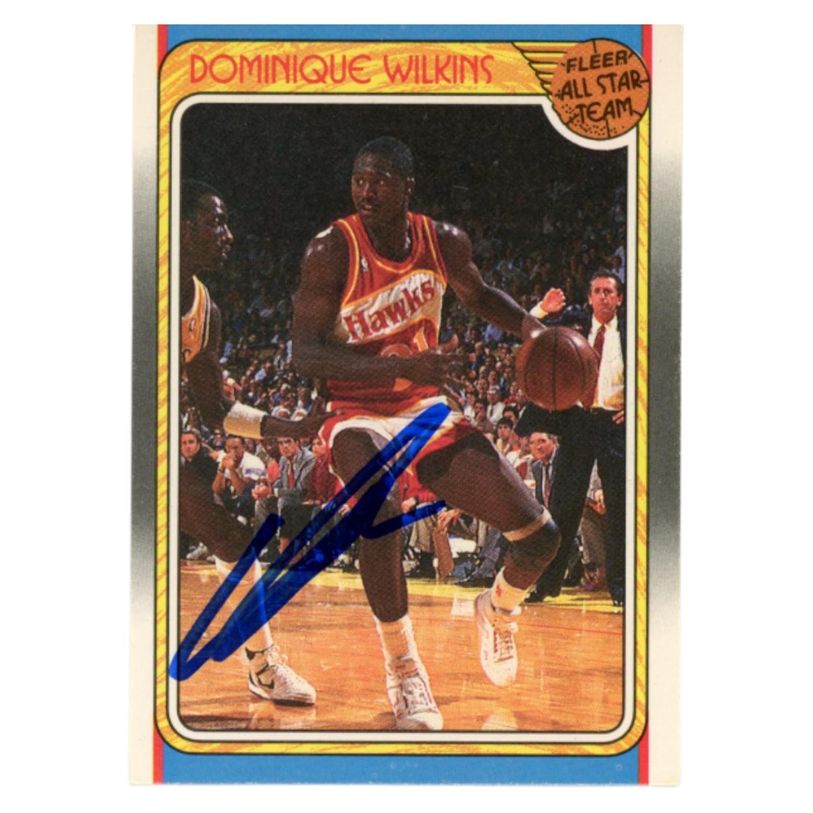 Dominique Wilkins Autographed 88 Fleer All Star Team Trading Card Beckett 54209