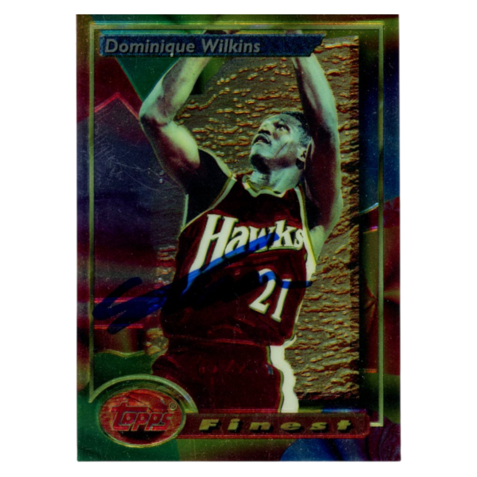Dominique Wilkins Autographed 1994 Topps Finest #163 Trading Card Beckett 54154
