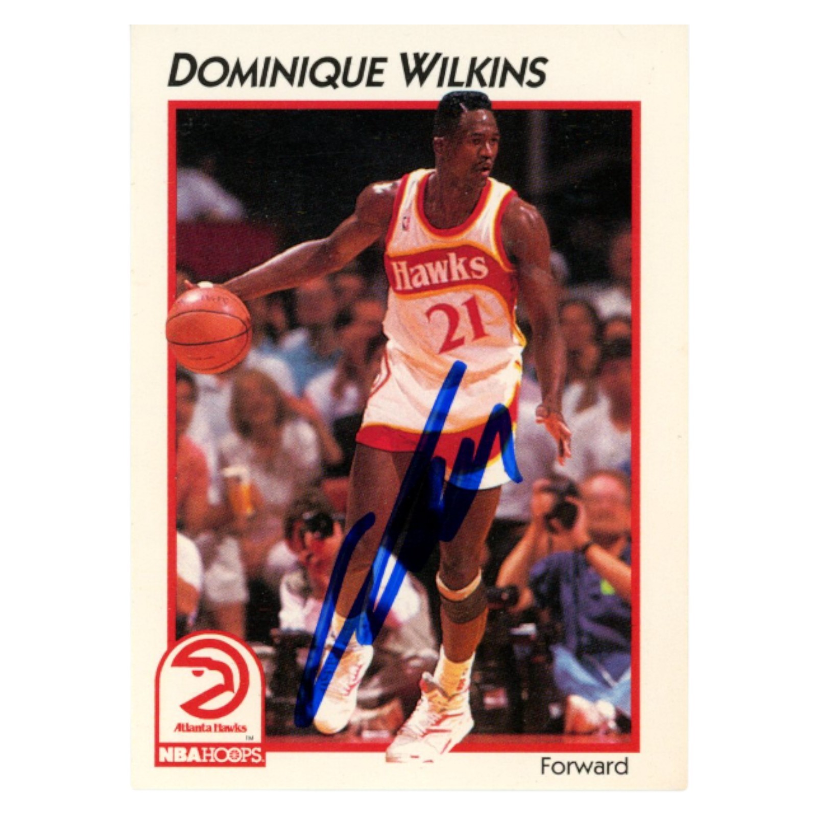 Dominique Wilkins Autographed 1991 NBA Hoops #1 Trading Card Beckett 54237