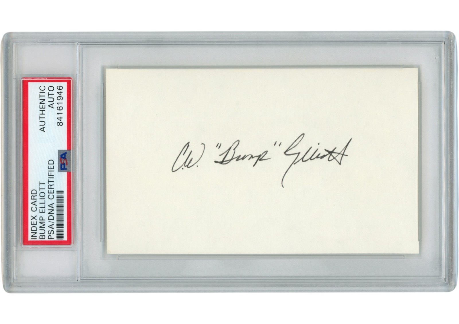 Bump Eliott Autograped/Signed Michigan Wolverines Index Card Slabbed PSA 54905