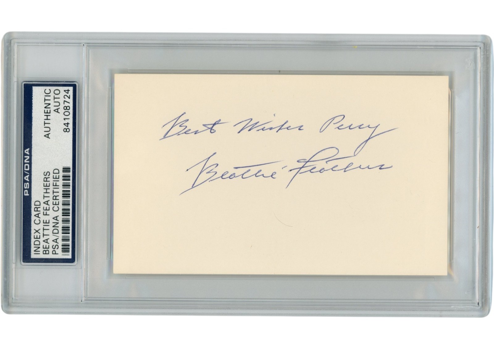 Beattie Feathers Signed Chicago Bears Index Card Personalized Slab PSA 54914