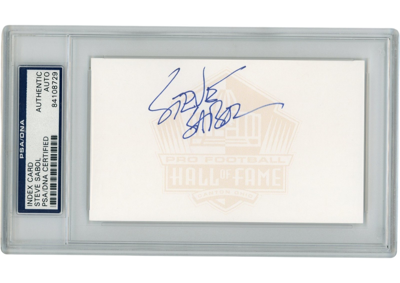Steve Sabol Autographed/Signed NFL Films Index Card Slabbed PSA 54917