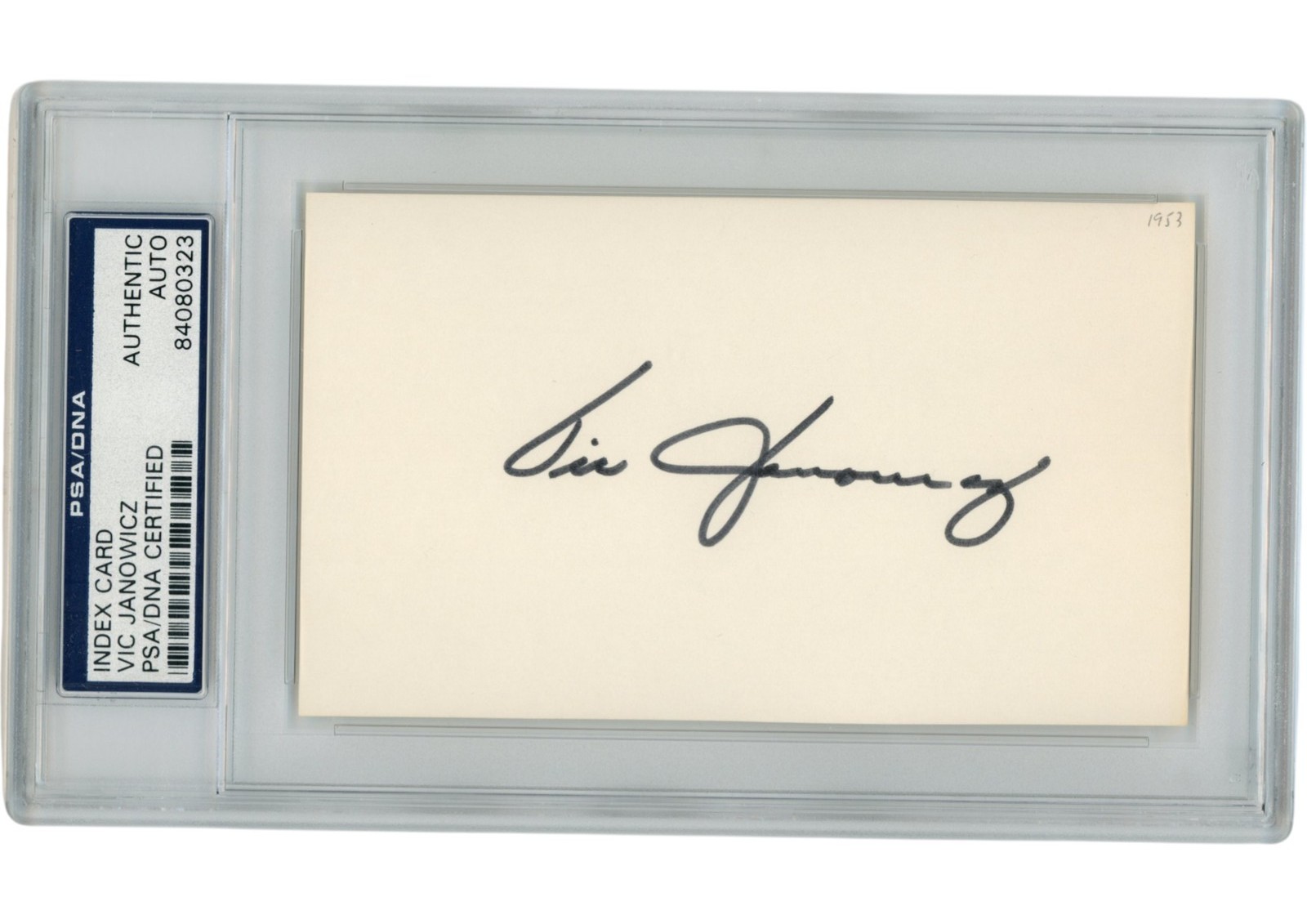 Vic Janowicz Autographed/Signed Ohio State Buckeyes Index Card Slabbed PSA 54927