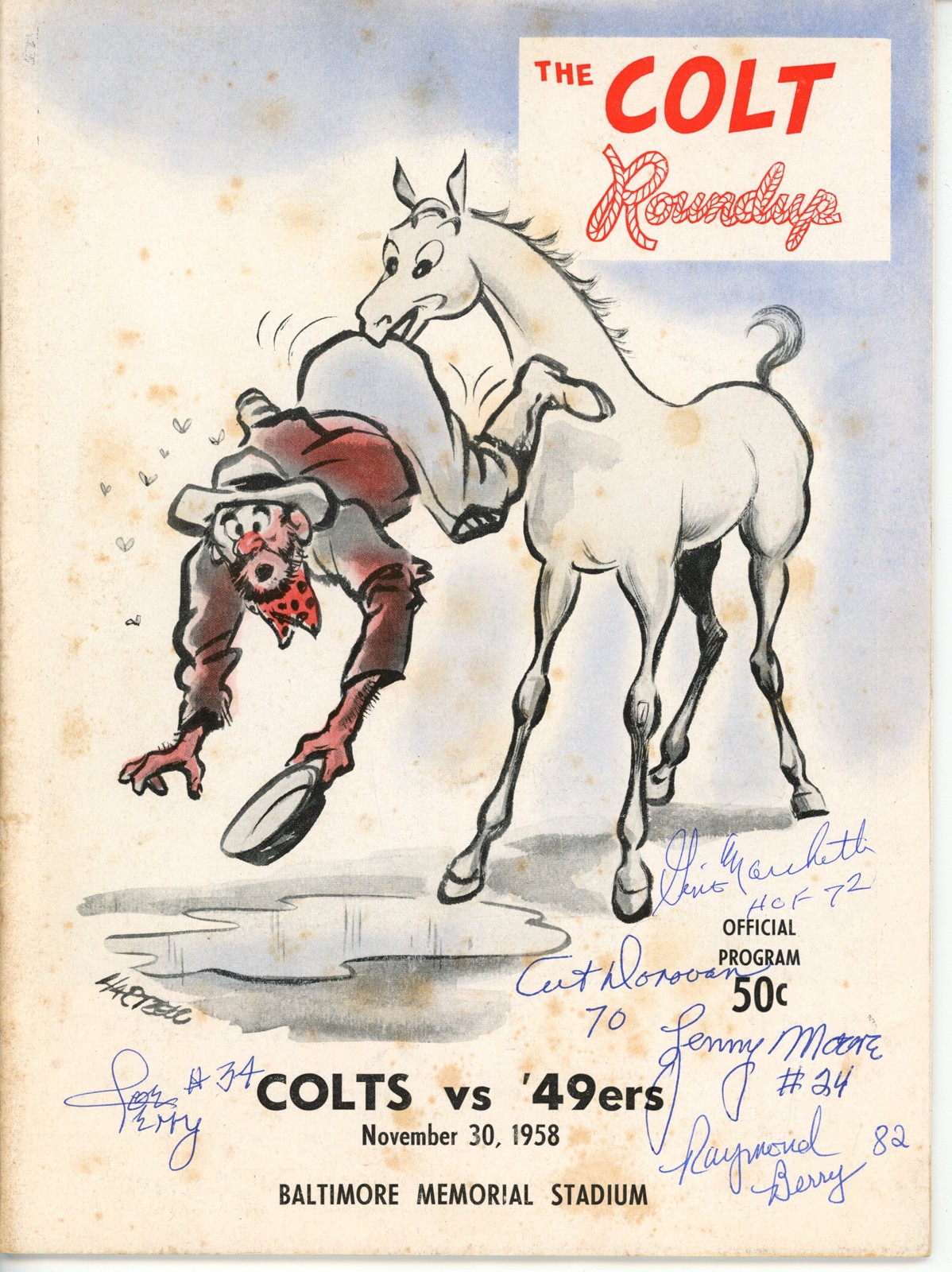 Berry Moore Marchetti Donovan Perry Signed Baltimore Colts 58 Magazine JSA 55072