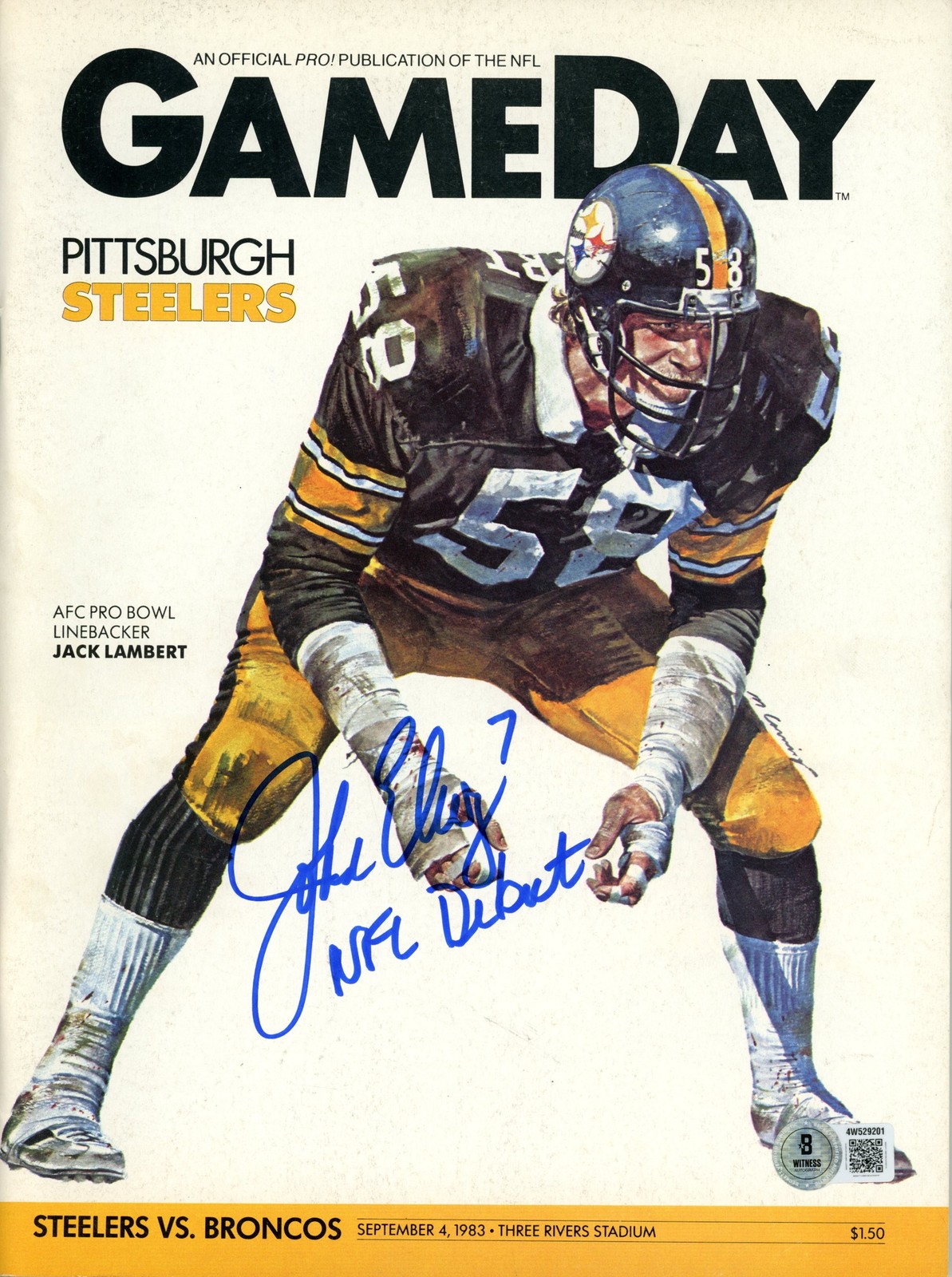 John Elway Autographed Denver Broncos 1983 Magazine NFL Debut Beckett W 55223