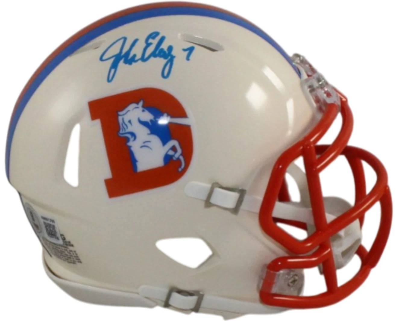 John Elway Autographed Denver Broncos Retro Mini Helmet Beckett Witness 55384