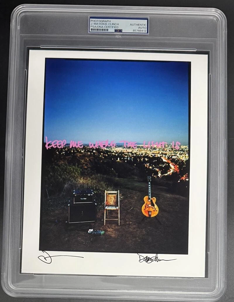 John Mayer +1 Signed Autograph PSA/DNA Photo w/ Handwritten Gravity Lyrics COA