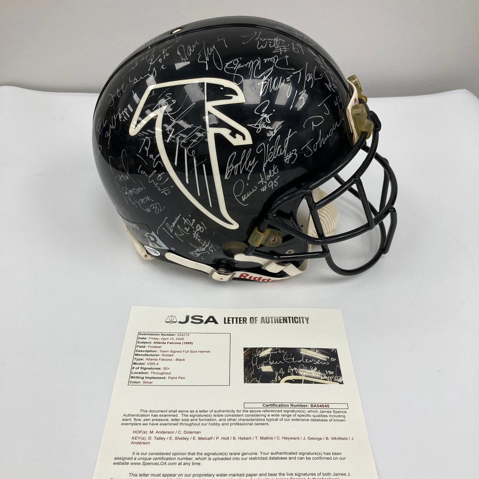 1995 Atlanta Falcons Team Signed Eric Metcalf Game Used Helmet JSA COA