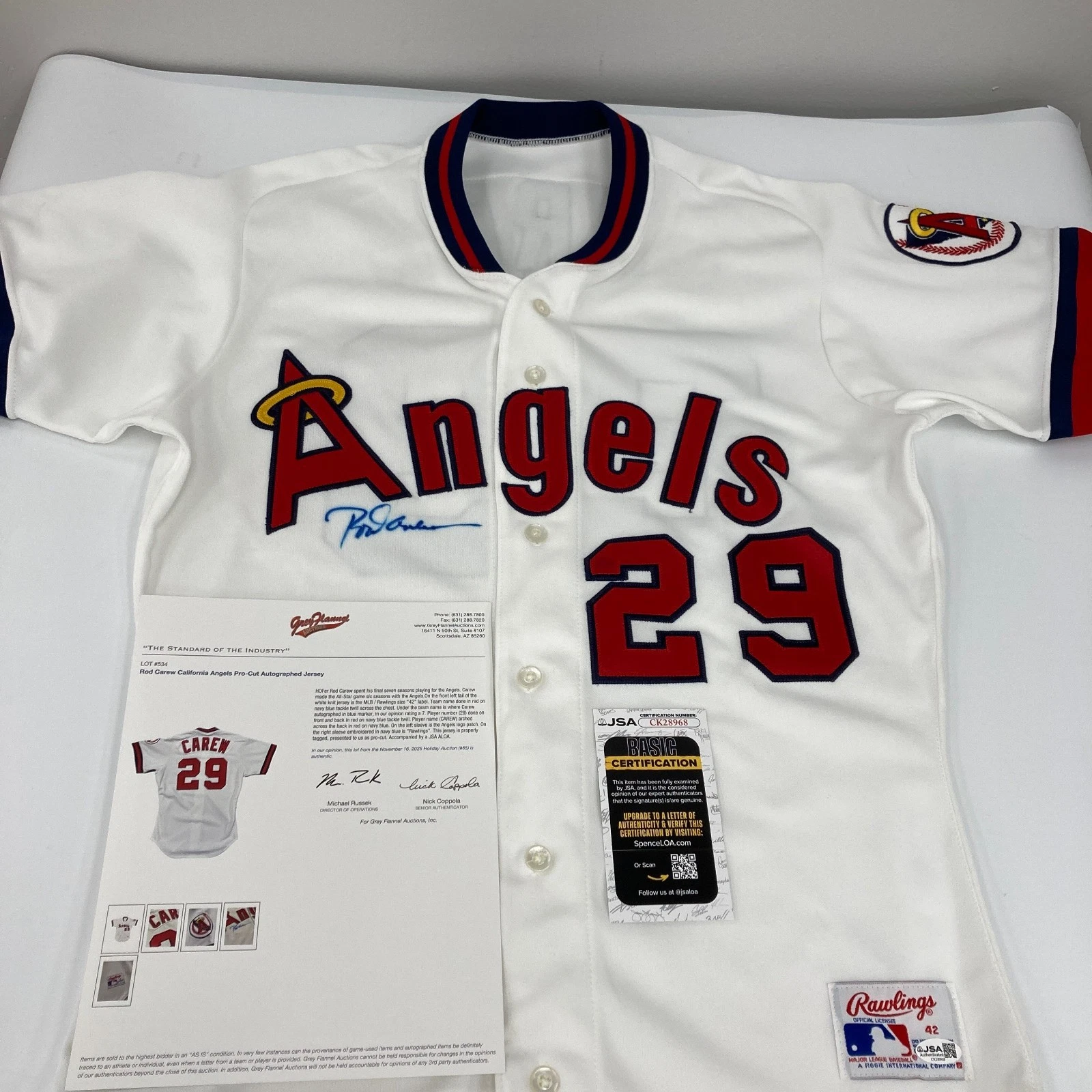 Rod  Jersey Signed Rawlings California Angels Pro Cut Game Jersey JSA COA