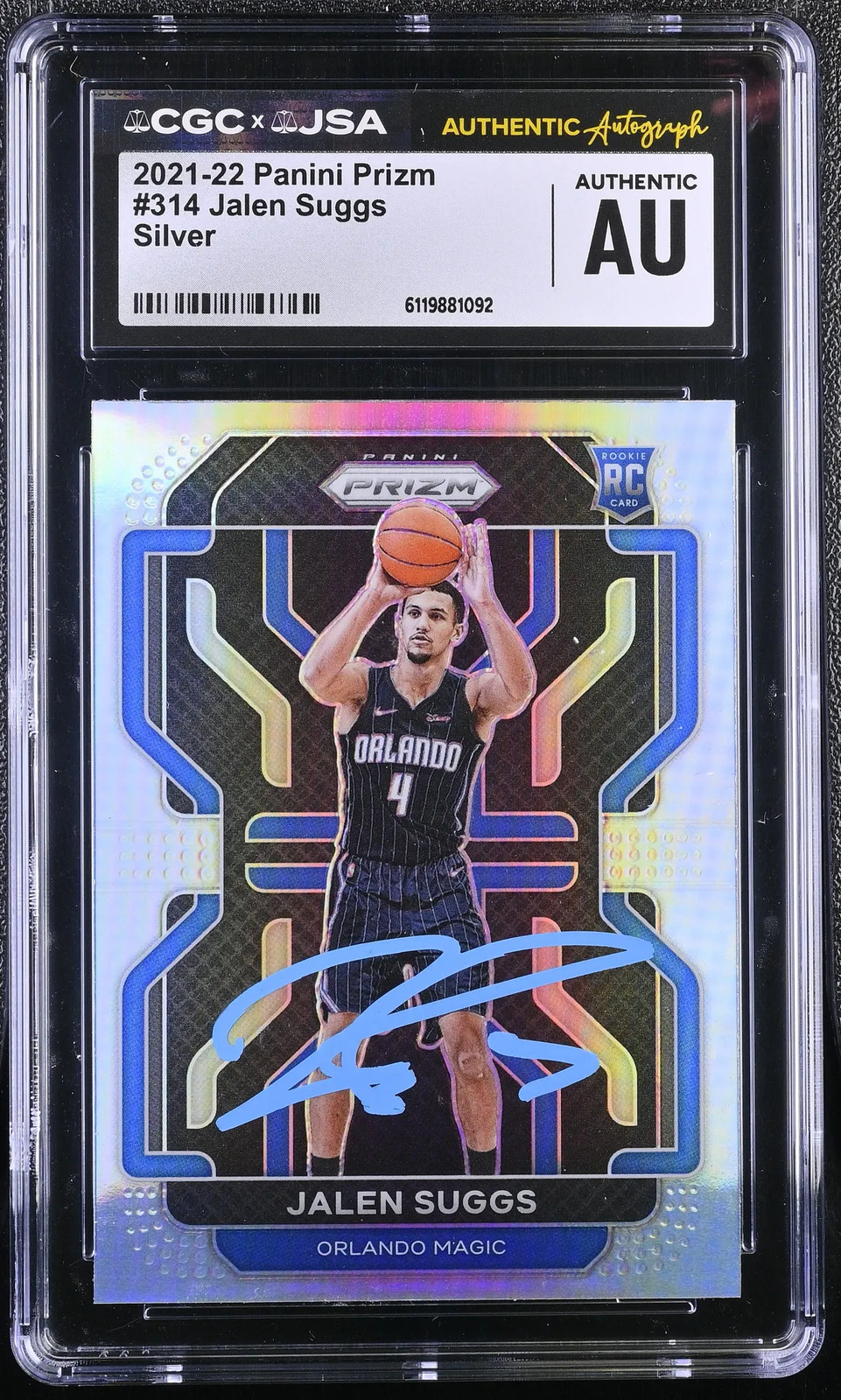 Jalen Suggs 2021-22 Panini Prizm Silver#314 Signed Card CGC AuthenJSA Auto Auth