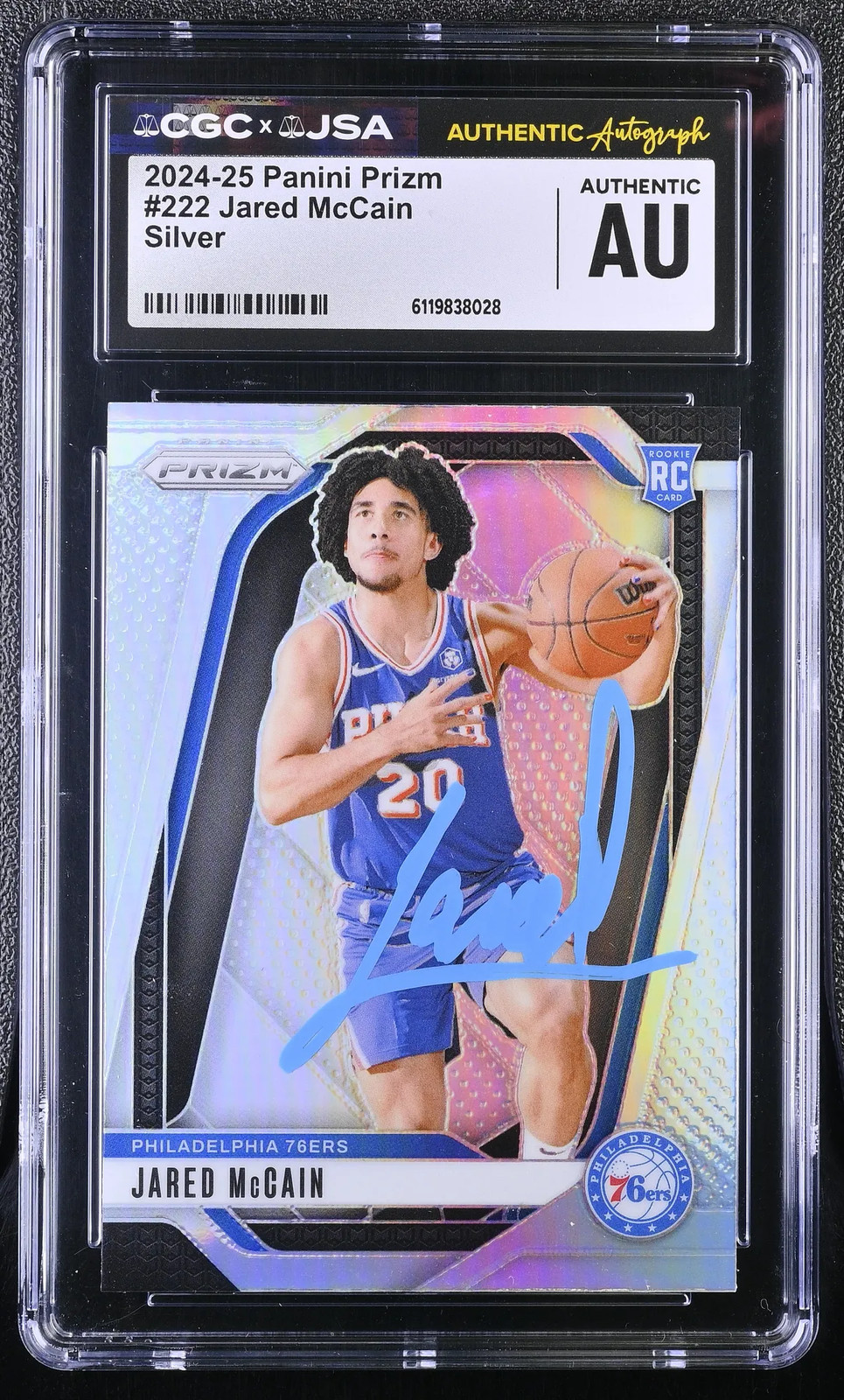 Jared McCain 2024-25 Panini Prizm Silver#222 Signed Card CGC Auth JSA Auto Auth