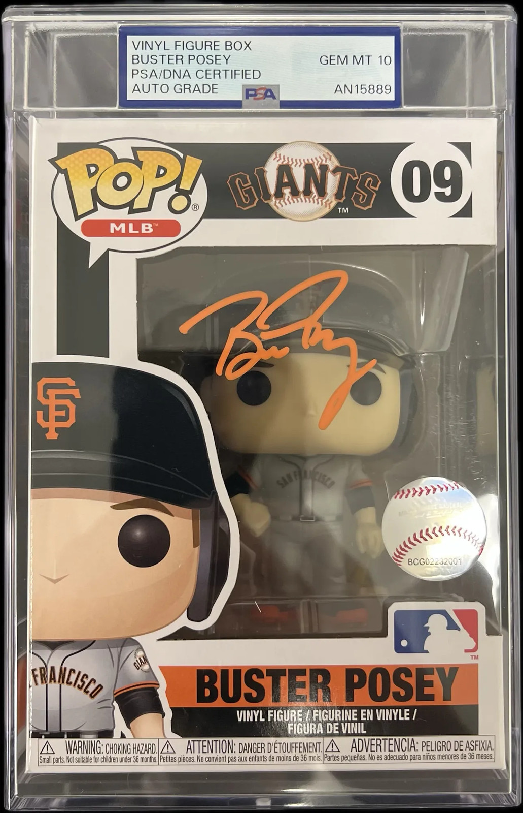 Buster Posey Signed Baseball #09 Funko Pop PSA Auto 10 Encapsulated Autographed