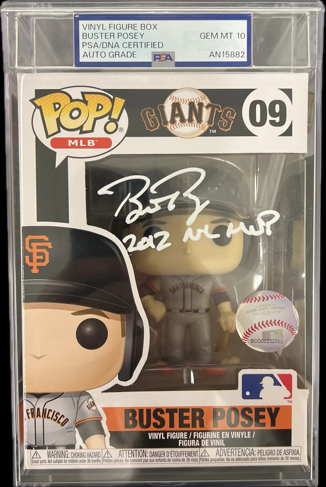 Buster Posey Signed Baseball #09 Funko Pop PSA Encapsulated Autographed