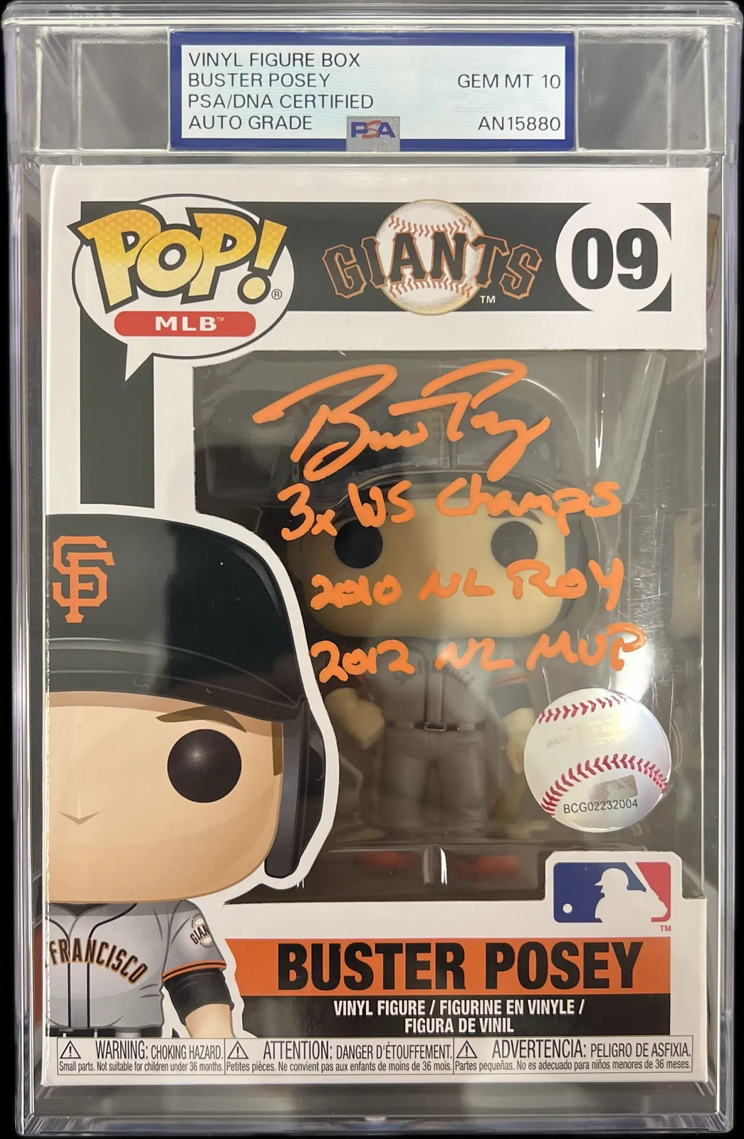 Buster Posey Signed Baseball #09 Funko Pop PSA Encapsulated Autographed