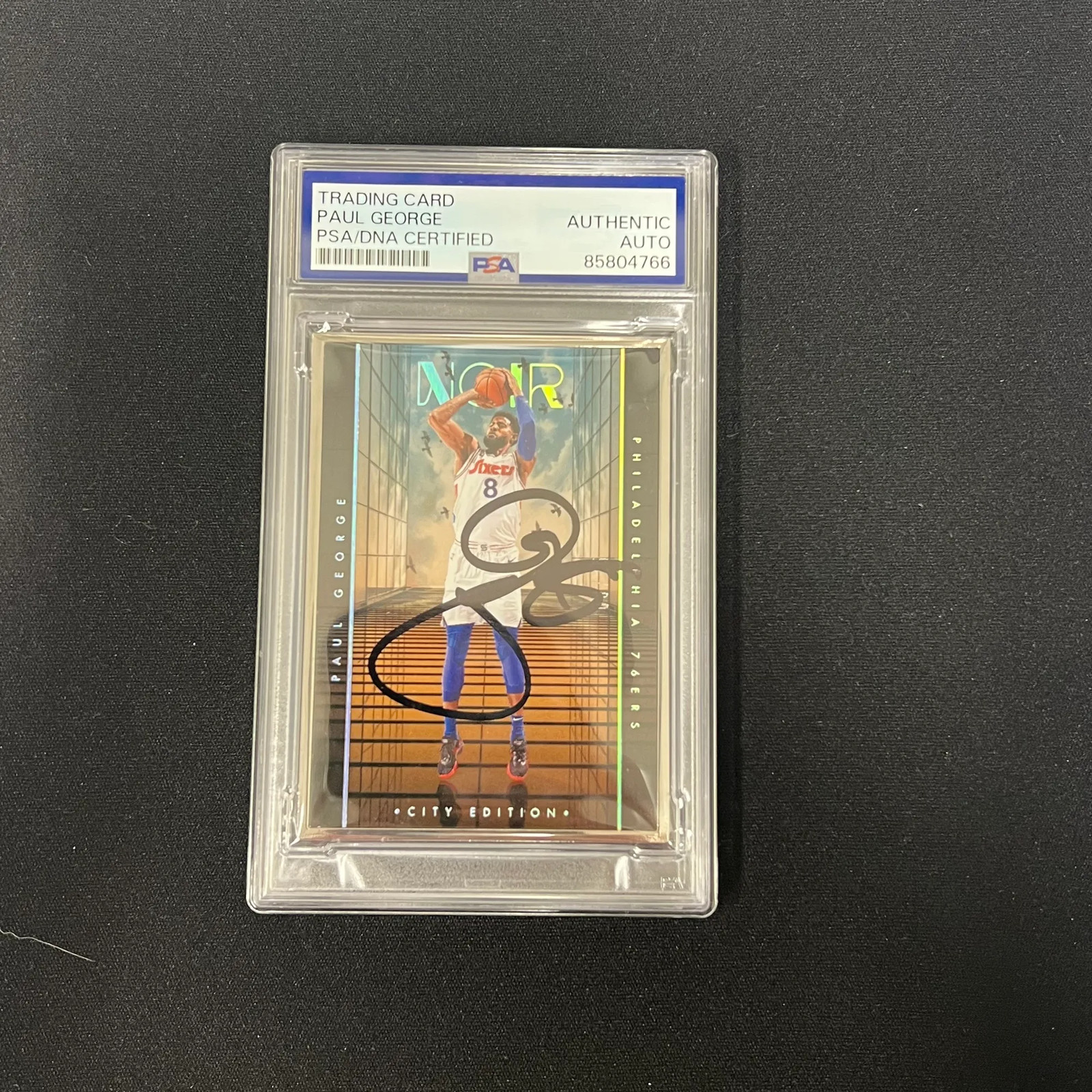 Paul George 2025 Panini 10 Years Noir Basketball#224 Signed Card PSA Autographed