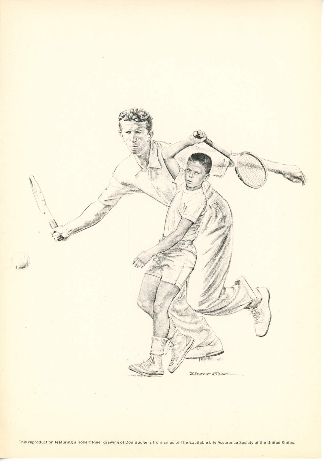 Kramer, Budge, Gibson, Trabert Lot of 4 Tennis Robert Riger Drawings 55920