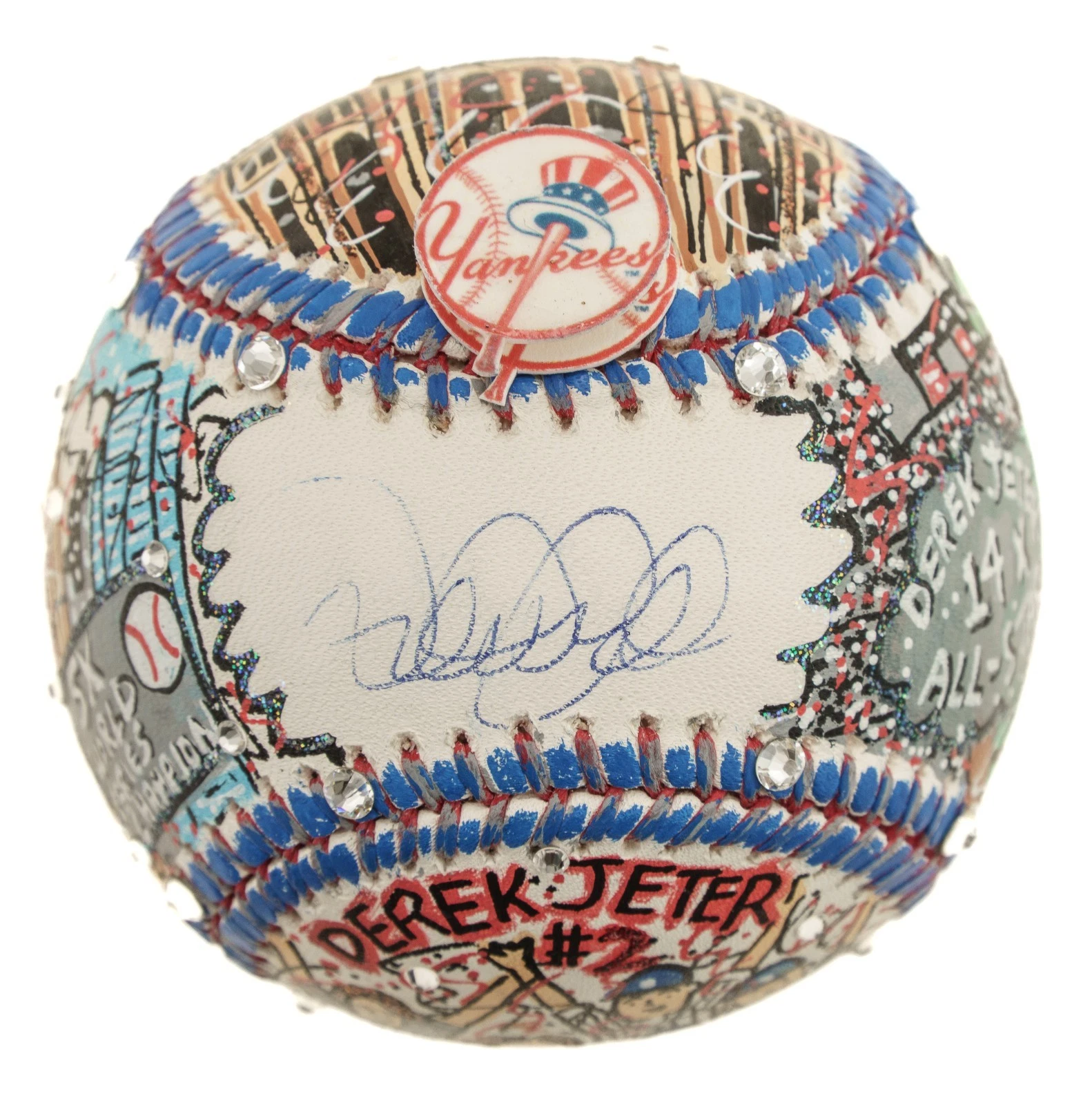 Derek Jeter Signed Charles Fazzino Hand Painted Pop Art Baseball MLB & Steiner