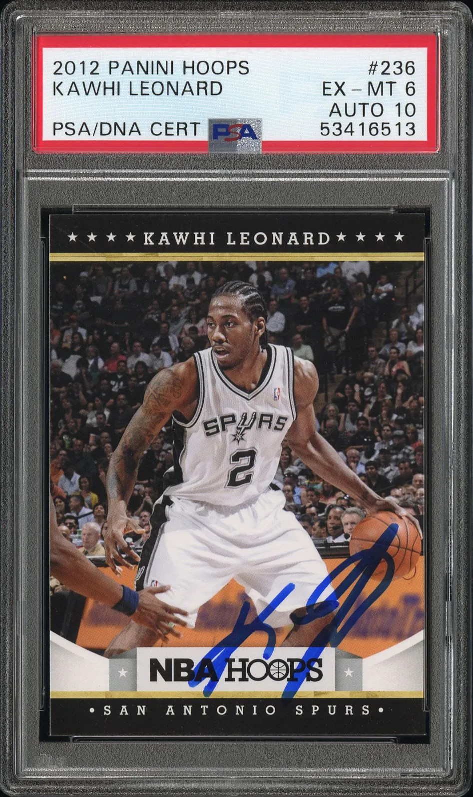 2012 Panini Hoops #236 Kawhi Leonard Signed Card PSA 6 Auto 10 Autographed