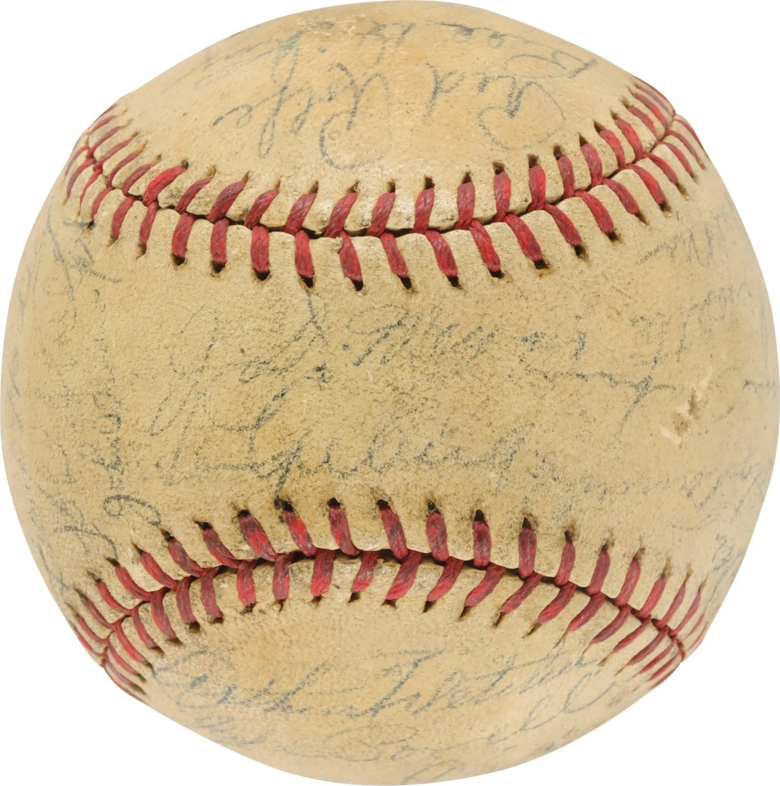 1936-37 New York Yankees World Series Champs Team Signed Baseball Lou Gehrig PSA