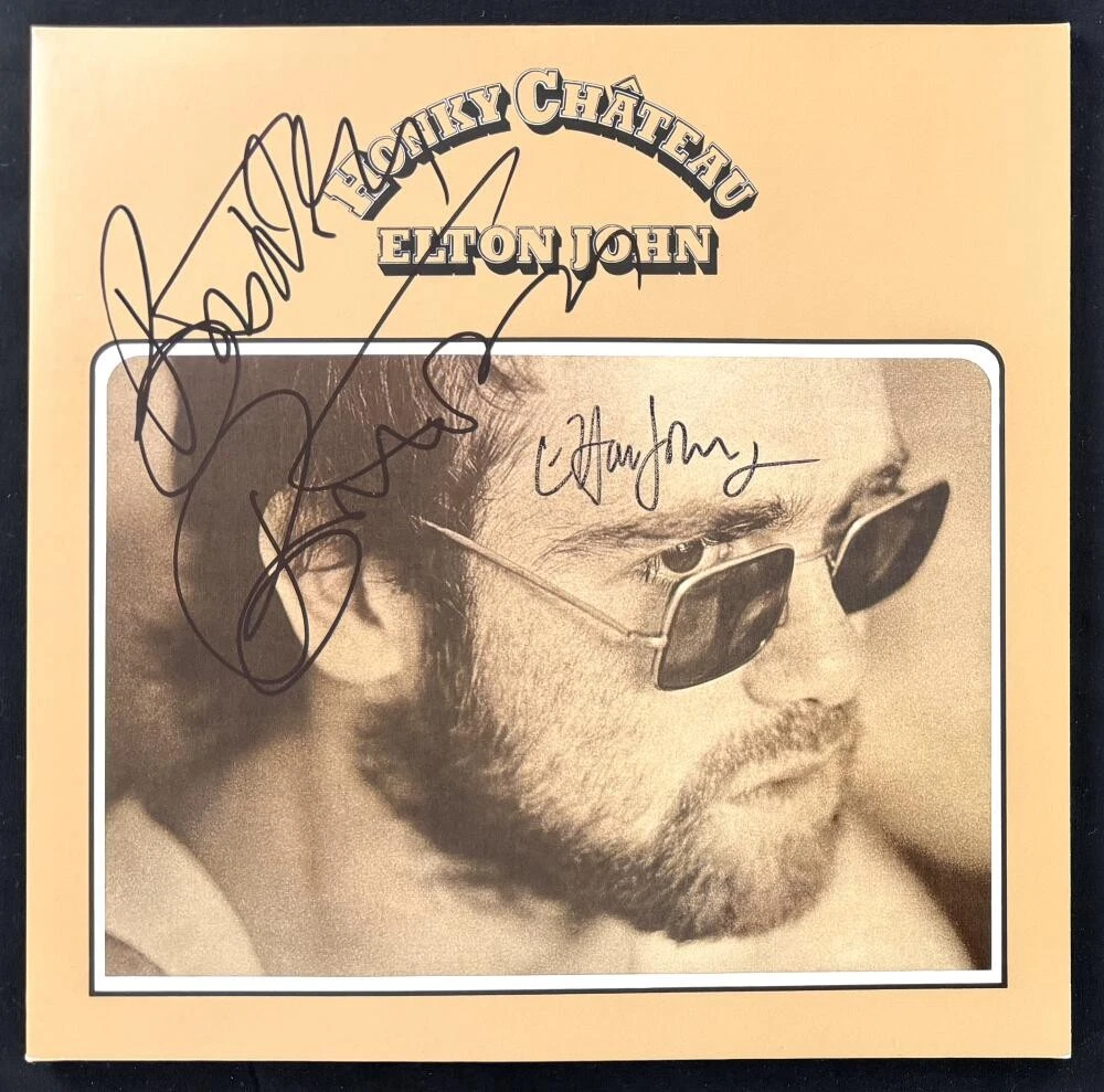 Elton John & Bernie Taupin Signed Autograph Honky Chateau Album Record JSA COA