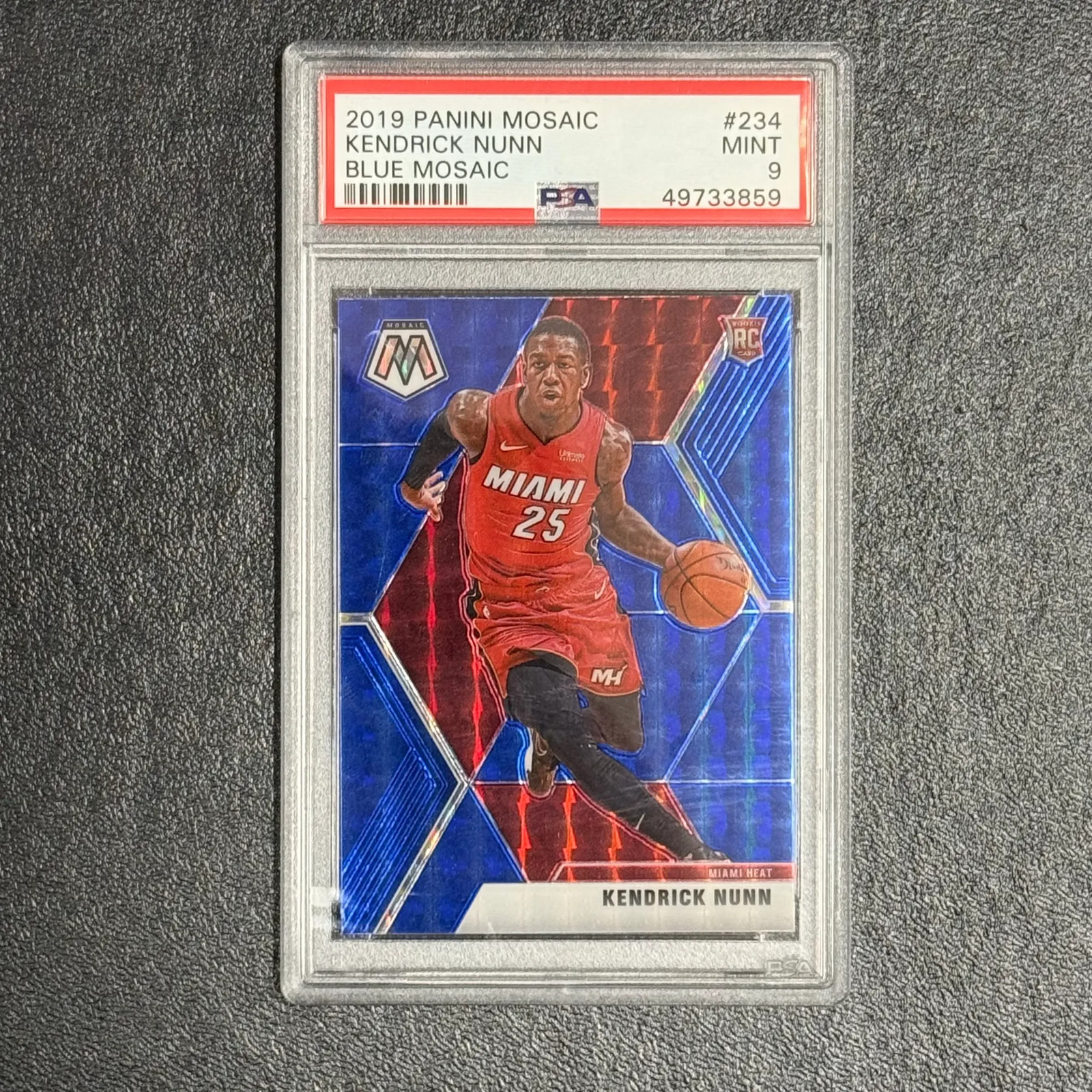 2019 Panini Mosaic Blue#234 Kendrick Nunn Signed Card PSA 9 Miami Heat