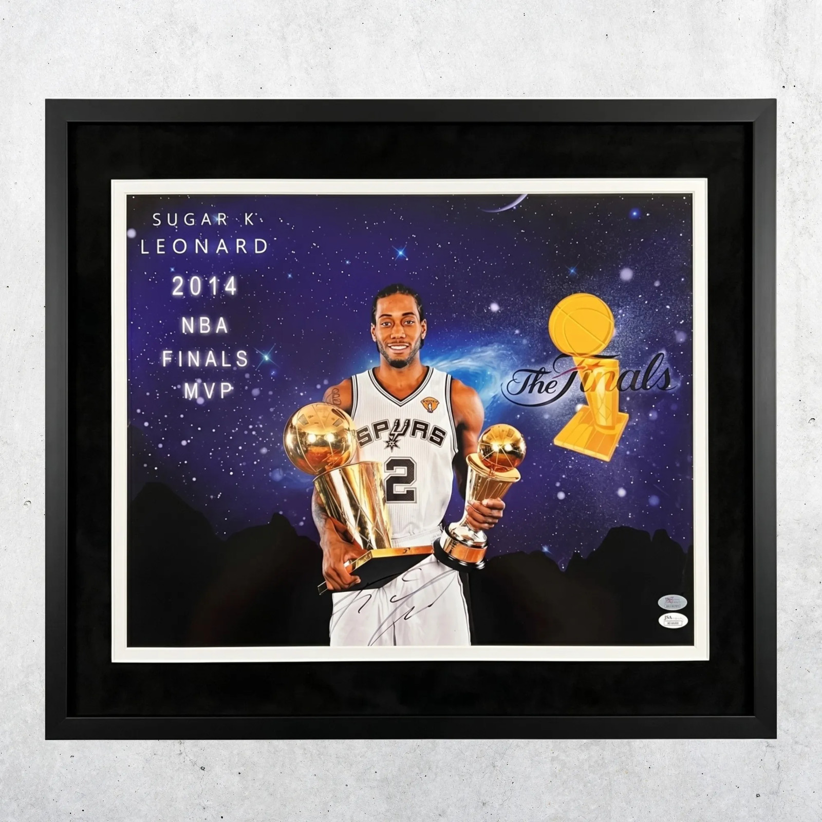 Kawhi Leonard San Antonio Spurs Signed Basketball 16x20 Custom Framed Photo PSA