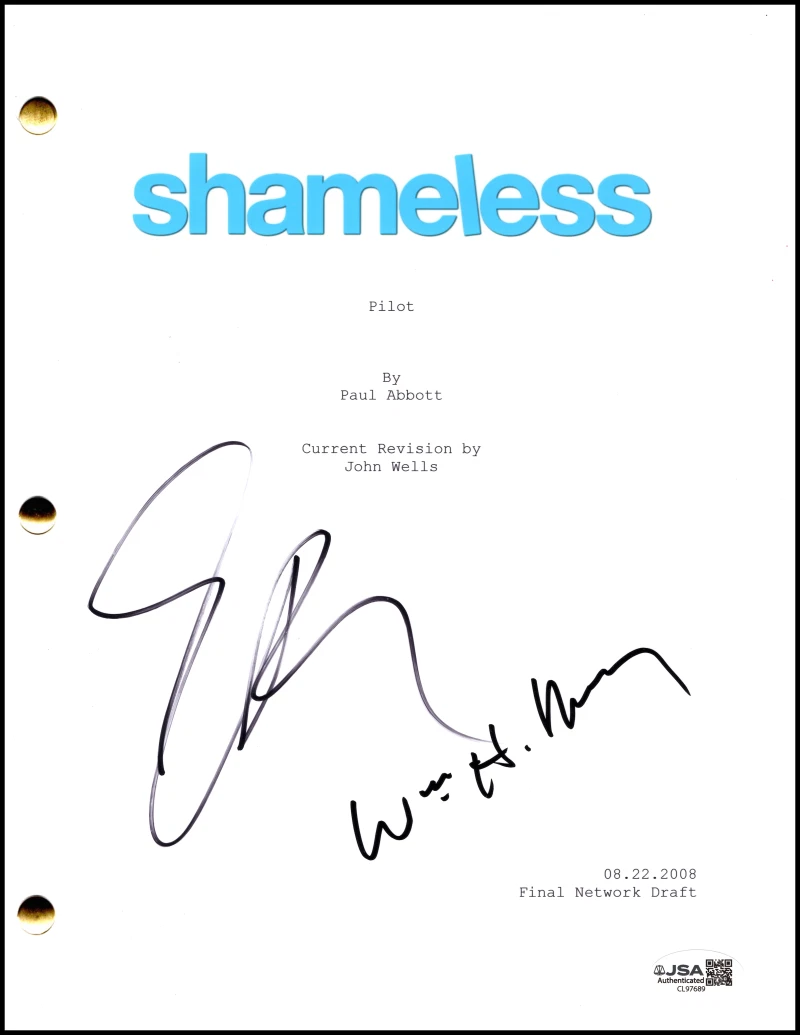 William H Macy & Emmy Rossum Signed Autograph Shameless Pilot Script w/ JSA COA