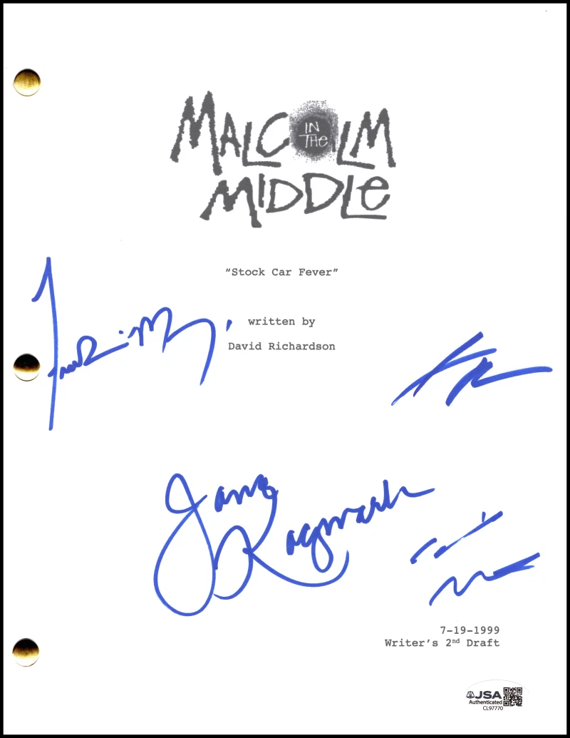 Malcolm in the Middle Cast x4 Signed Autograph Full Script Screenplay w/ JSA COA