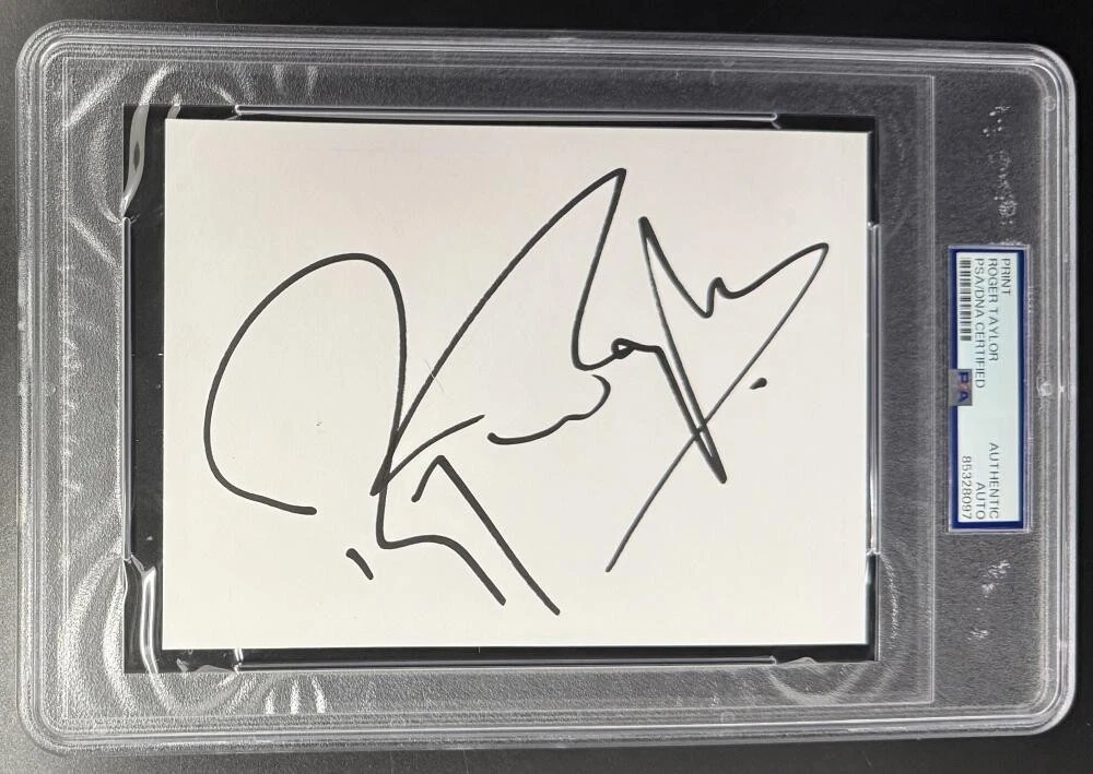 Roger Taylor Signed Autograph PSA/DNA Slabbed Encapsulated Cut Card COA Queen