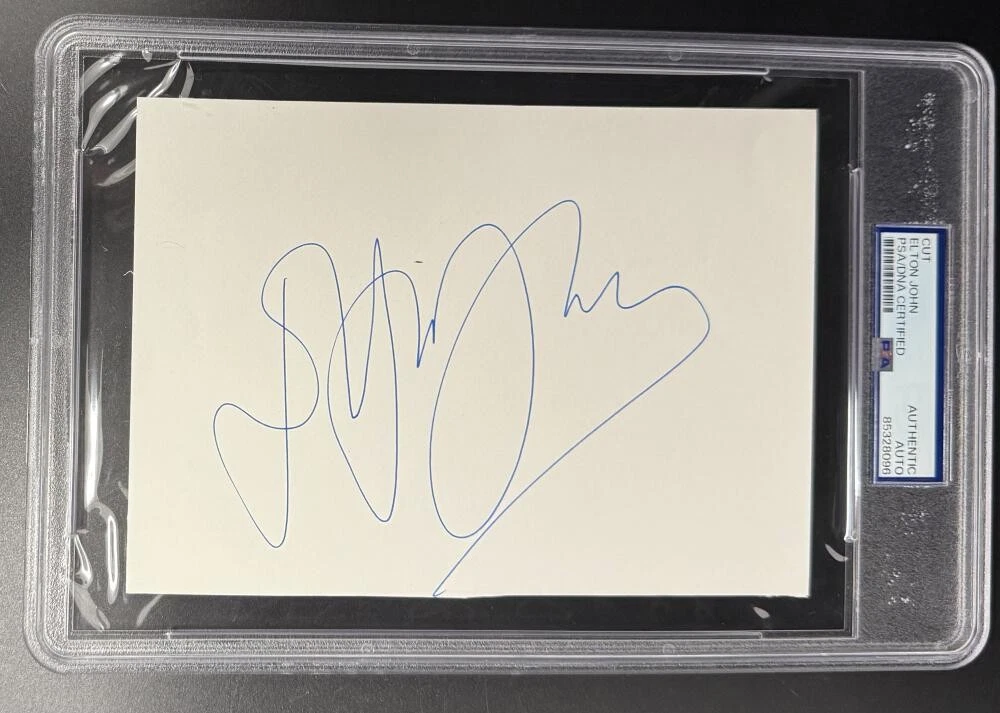 Elton John Signed Full Autograph PSA/DNA Slabbed Encapsulated Cut Card COA