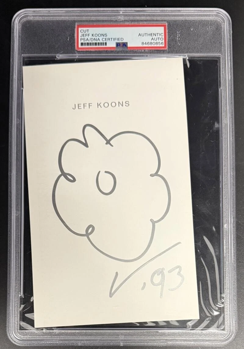 Jeff Koons Signed Autograph PSA/DNA COA Slab Hand Drawn 1993 Flower Sketch