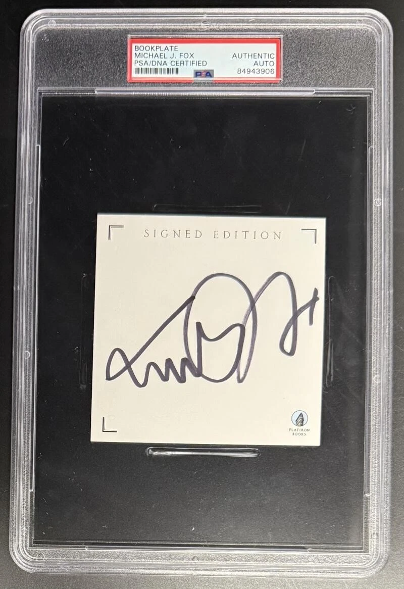 Michael J Fox Signed Autograph PSA/DNA Slabbed Bookplate - Marty McFly BTTF Star
