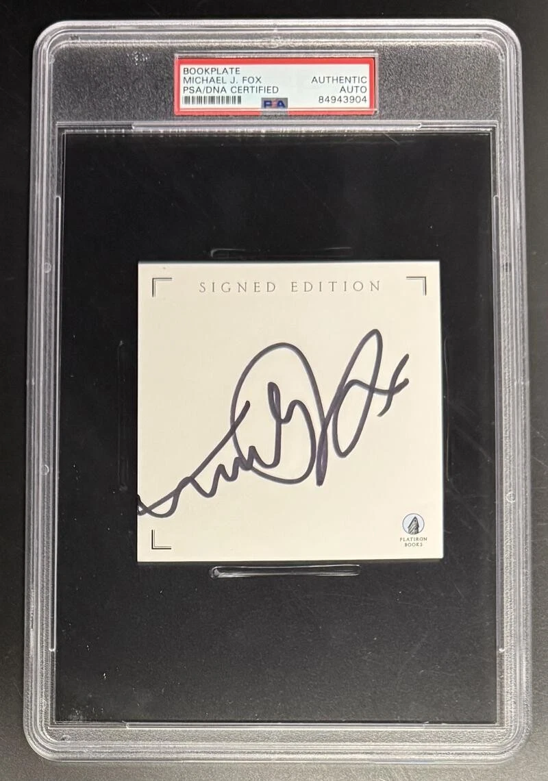 Michael J Fox Signed Autograph PSA/DNA Slabbed Bookplate Back to the Future Star