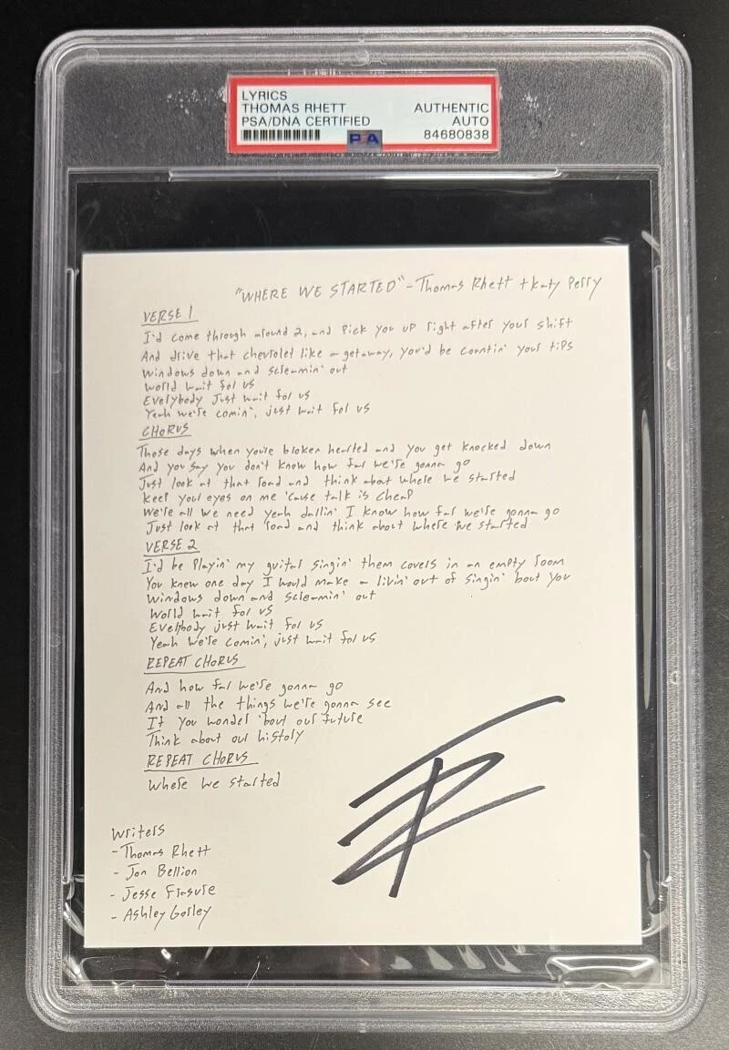 Thomas Rhett Signed Autograph PSA/DNA Slabbed Where We Started Sheet Music COA B
