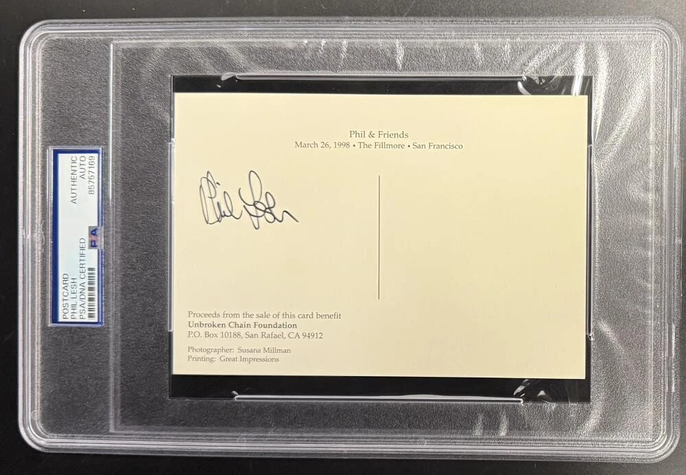 Phil Lesh Grateful Dead Signed Autograph PSA/DNA Slabbed Fillmore Postcard COA