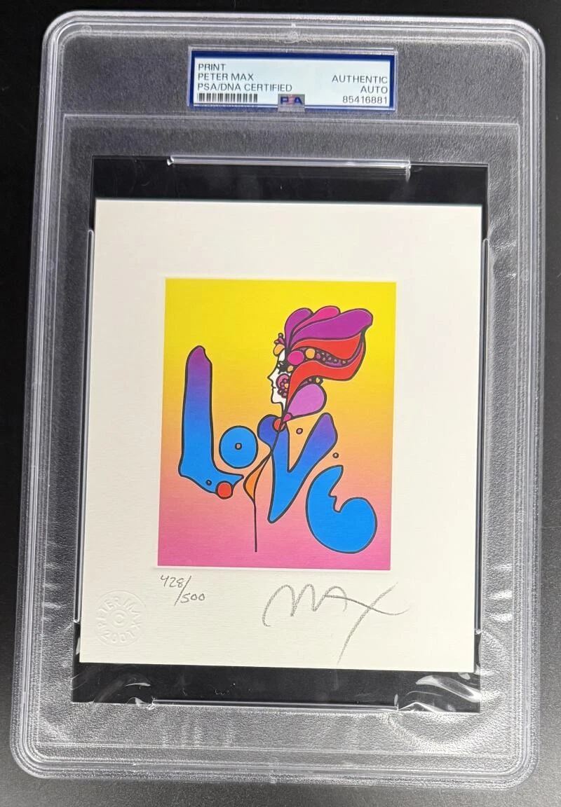 Peter Max Signed Autograph PSA/DNA Slabbed Love Art Print Hand #'d 428/500