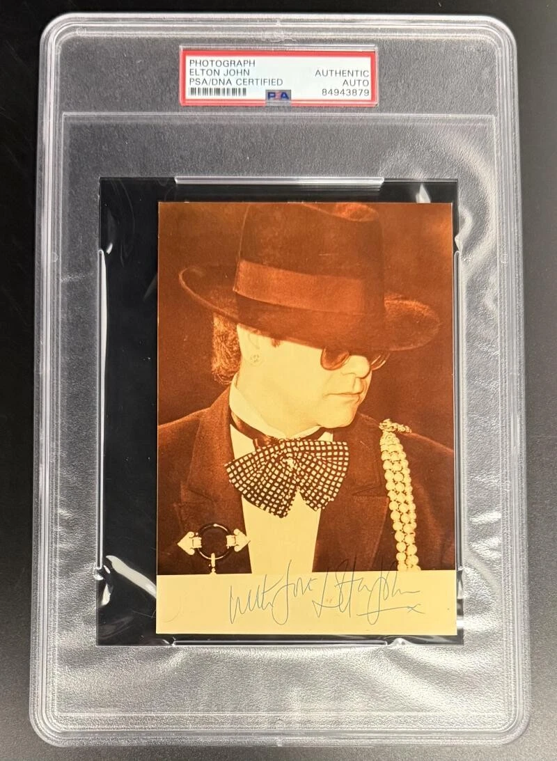 Elton John Signed Autograph PSA/DNA Slabbed Encapsulated Vintage Photo