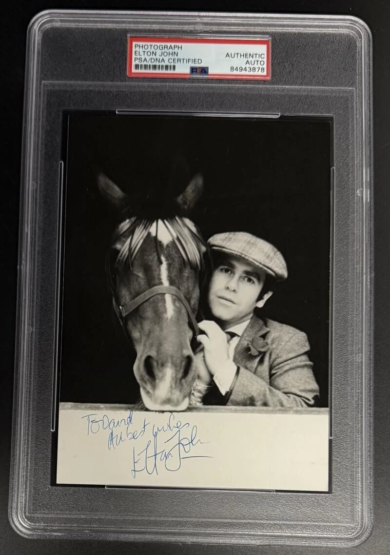 Elton John Signed Autograph PSA/DNA Slabbed Encapsulated Horse Photo Print COA C