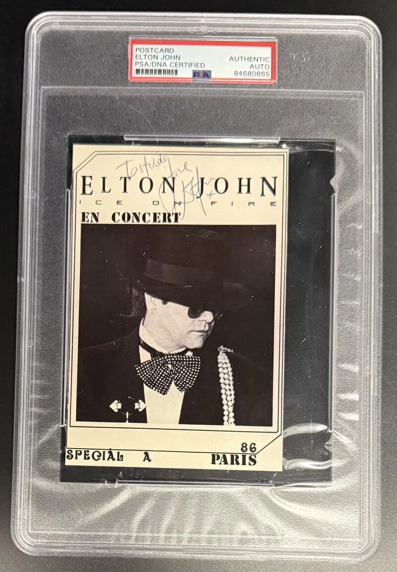 Elton John Signed Autograph PSA/DNA Slabbed Ice on Fire Rare Photo Postcard COA