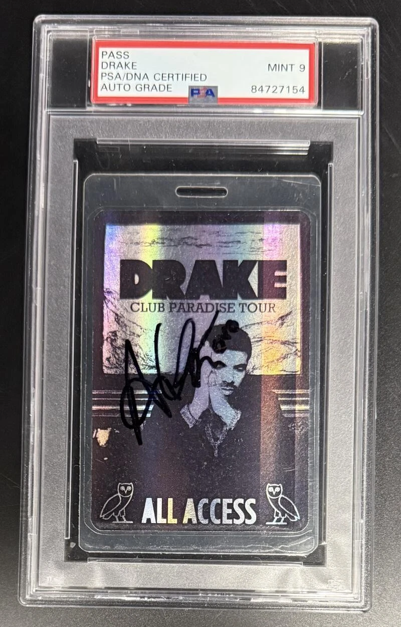 Drake Signed Autograph PSA/DNA COA Mint 9 Slab Club Paradise Tour Access Pass
