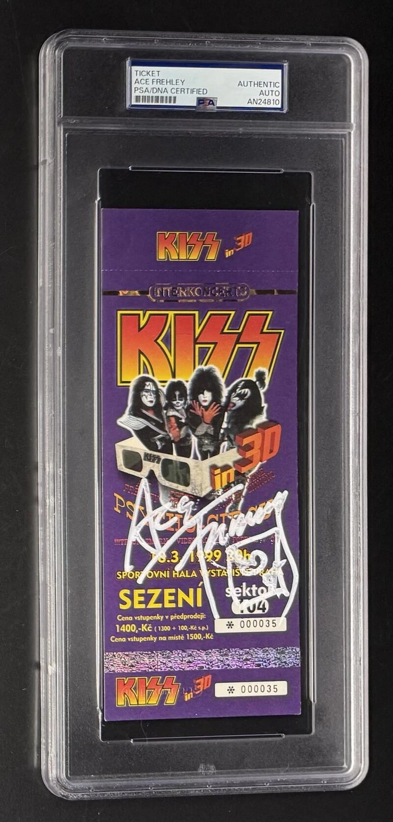 Ace Frehley Kiss Signed Autograph Classic 1999 Graphic Slab Ticket PSA/DNA COA