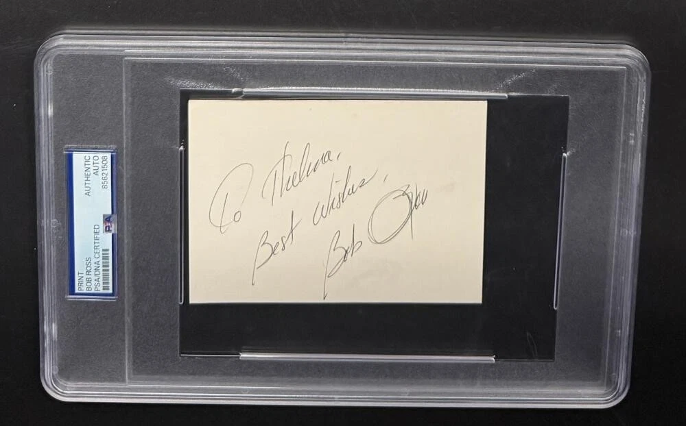 Bob Ross Signed Autograph PSA/DNA Encapsulated Very Rare Artist Cut Card COA