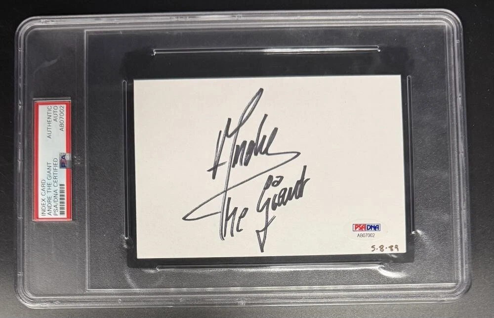 Andre The Giant Signed Autograph PSA/DNA Slab Very Rare Cut Card COA WWF WWE B