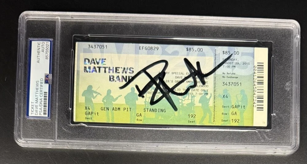 Dave Matthews Signed Autograph Original DMB 2015 Tour Ticket PSA/DNA COA Band