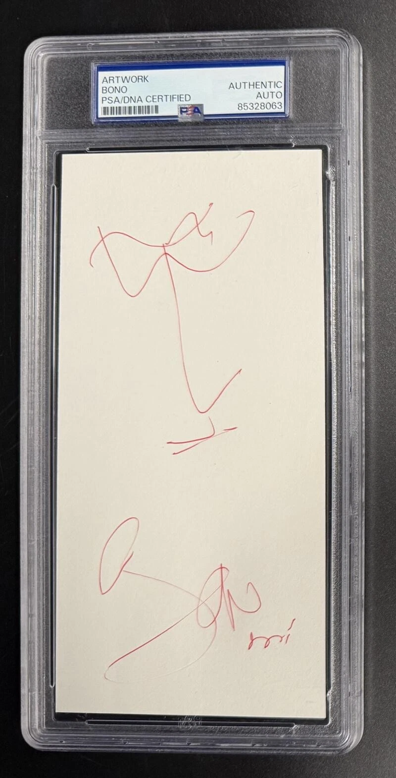 Bono U2 Signed Autograph PSA/DNA Slabbed Original Art Face Sketch - Joshua Tree