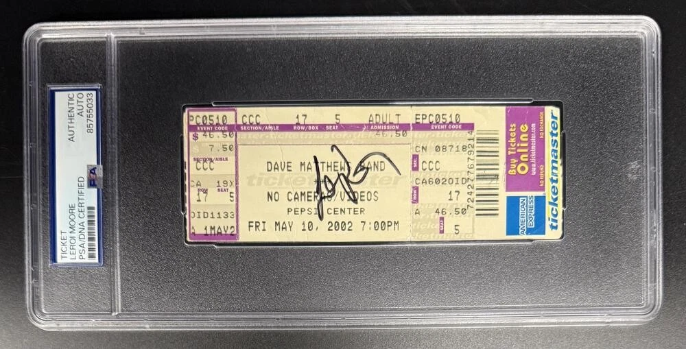 LeRoi Moore Signed Autograph PSA/DNA Slabbed 2002 Dave Matthews Band Ticket Stub