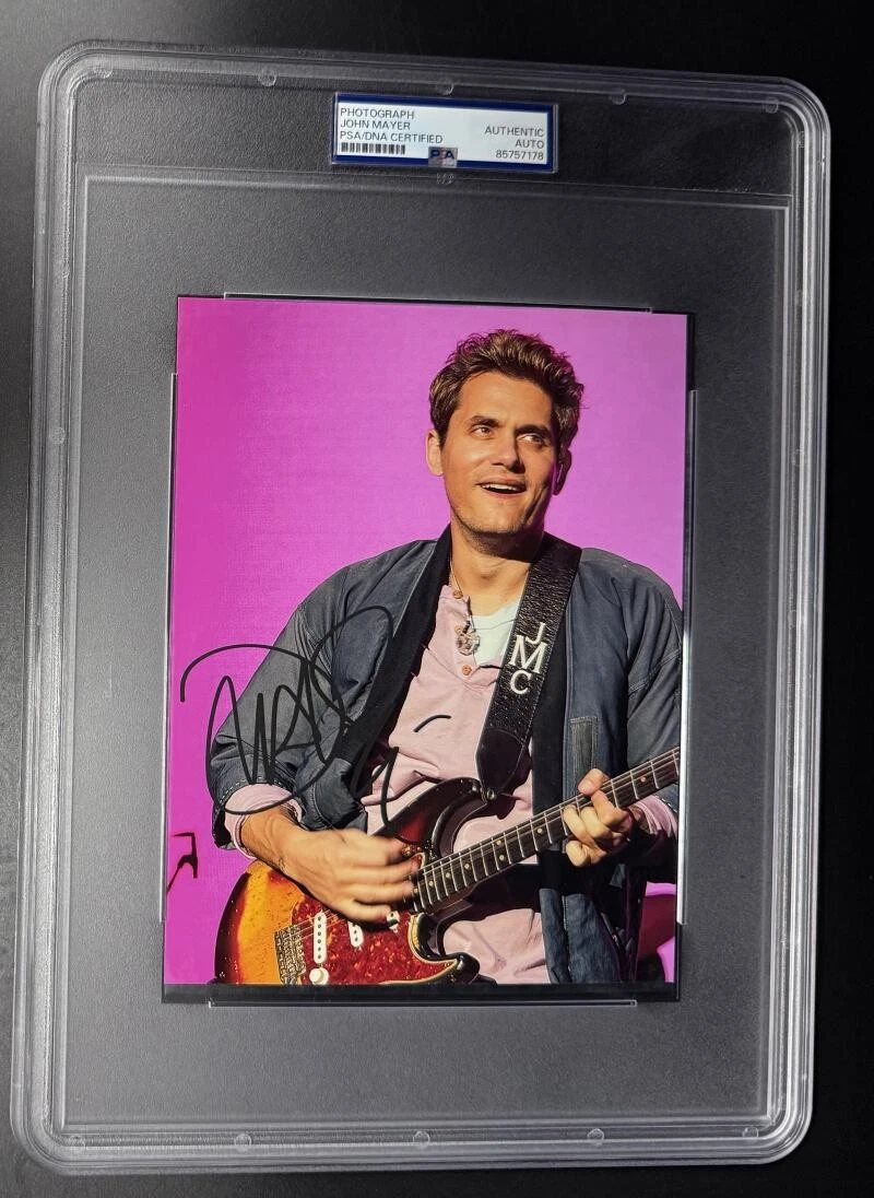 John Mayer Signed Autograph Rare Original Guitar PSA/DNA 8x10 COA Slabbed Photo