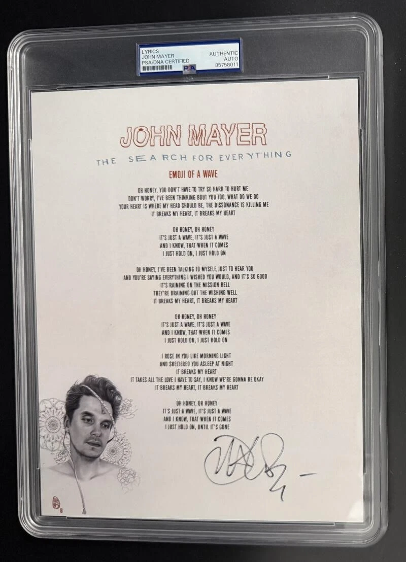 John Mayer Signed Autograph PSA/DNA Search For Everything Lyrics Sheet Music COA